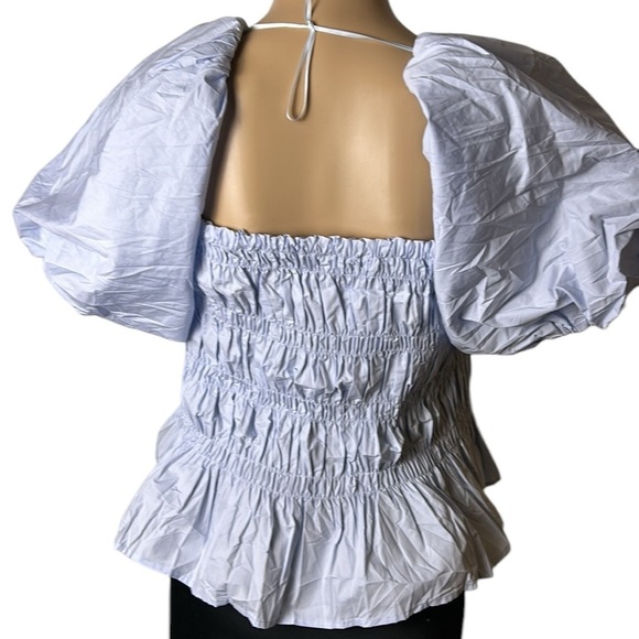 ASTR the Label,puffed sleeve peplum top,smocking,square neckline,Savina sz Small - Picture 5 of 17